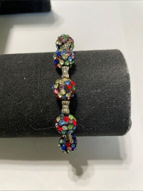 Charm-Multicolor Crystal Bead Stretch Bracelet w/ Magnetic Clasp